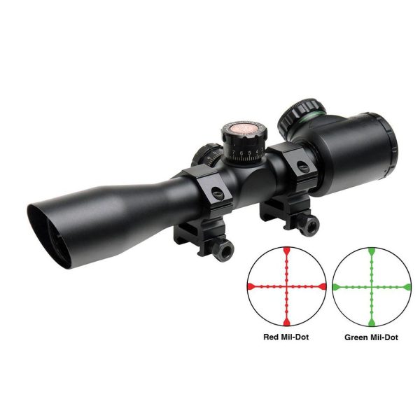 Truglo tru-brite extreme tactical compact rifle scope with rings - 4x32mm dual color illum. Mil-dot  4" matte
