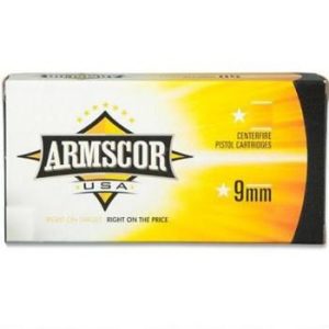 Armscor handgun ammunition 9mm luger 147 gr fmj 850 fps 50/ct