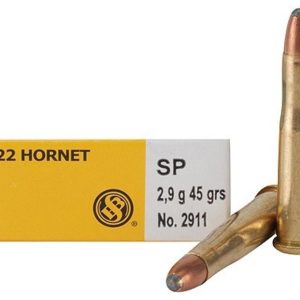 Sellier & bellot rifle ammunition. 22 hornet 45 gr sp 2346 fps - 20/box