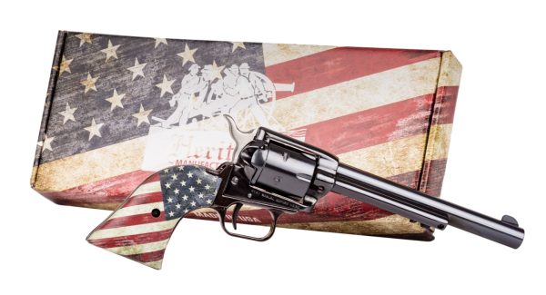Heritage manufacturing 22lr blue/us flag grip 6. 5" fs