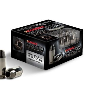 Barnes tac-xpd defense handgun ammunition 9mm luger(+p) 115 gr xpd 1125 fps 20/box