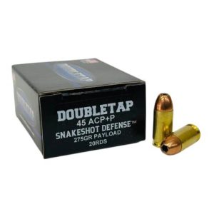 Double tap dt snakeshot handgun ammunition. 45 acp(+p) 275gr jhp 20/ct