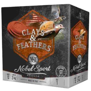 Nobel sport clays & feathers shotshells 12ga 2-3/4" 1oz 1300 fps #8 25/ct