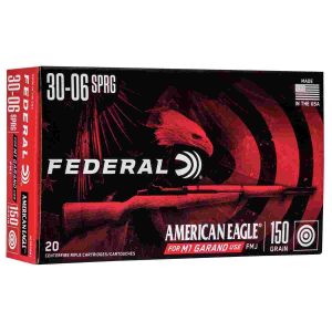 Federal american eagle rifle ammunition. 30-06 sprg 150 gr fmj 2740 fps - 20/box
