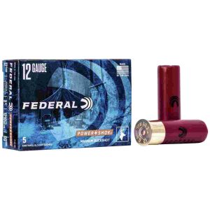 Federal power-shok buckshot shotshells 12ga 3" 15 plts #00 1210 fps 5/ct