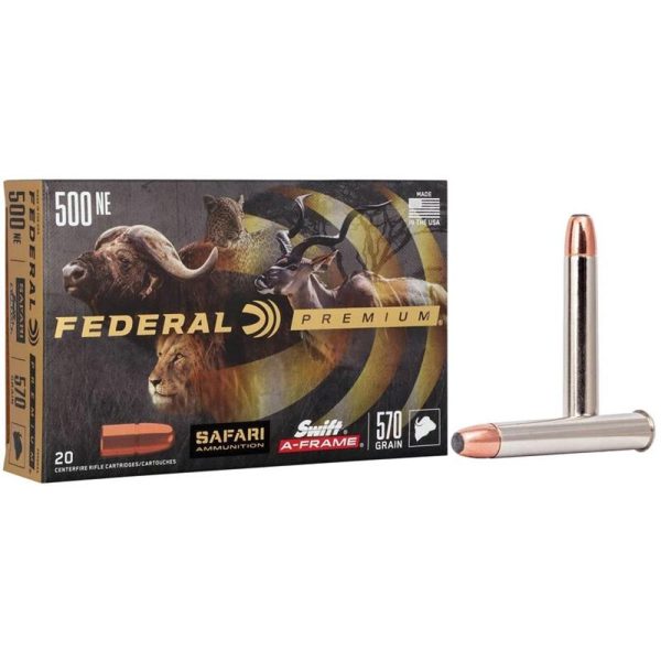 Federal premium cape-shok rifle ammunition. 500 nitro 570 gr saf 2100 fps - 20/ct