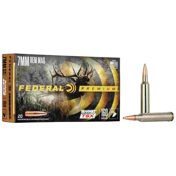 Federal barnes tsx rifle ammunition 7mm rem mag 160gr 2940gr 20/ct