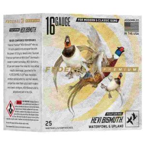 Federal premium hevi-bismuth shotshells 16ga 2-3/4" 1-1/8oz 1400 fps #5 25/ct