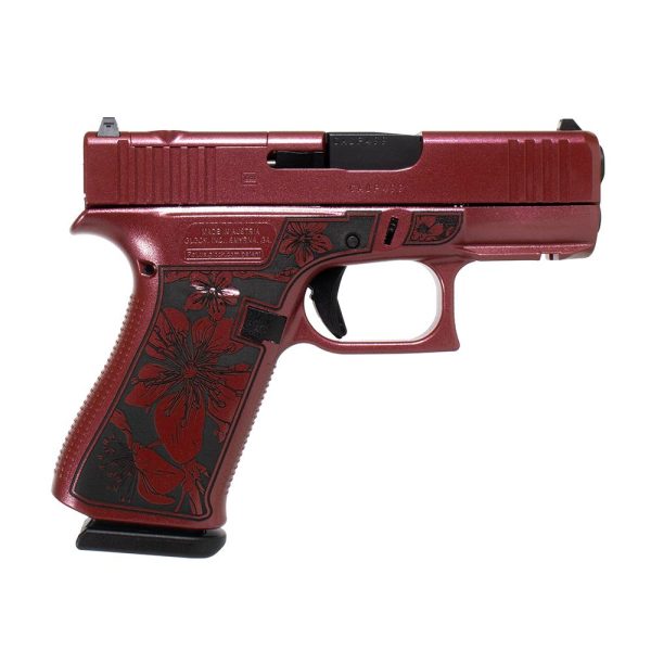 Glock 43x mos custom "cherry blossom engraved medusa pink frame" subcompact handgun 9mm luger 10rd magazines (2) 3. 41" barrel austria