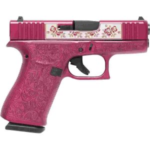 Glock 43x "full engraved paisley" black cherry handgun 9mm luger 10rd magazines(2) 3. 4" barrel accessory rail usa made