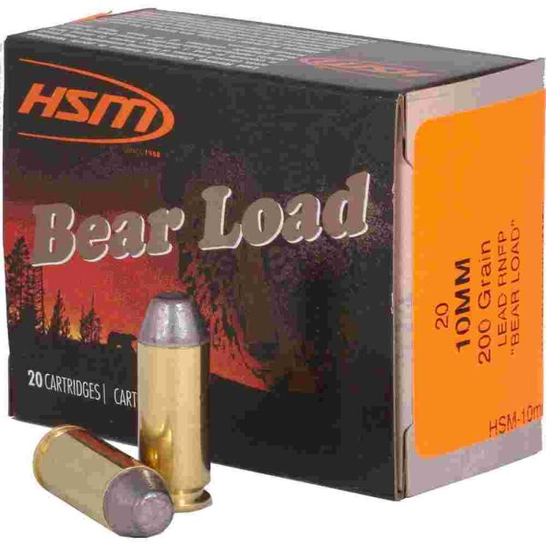Hsm bear load hard cast handgun ammunition 10mm auto 200gr rnfp 1041 fps 20/ct
