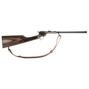 Heritage rough rider rancher. 22lr 6rd capacity 16" barrel case hardend laminated stock buckhorn sights sling