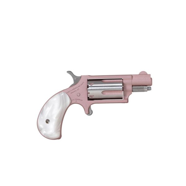 Naa 22m rose handgun. 22 wmr 5rd capacity 1. 13" barrel  bird head pearl grip pink cerekote