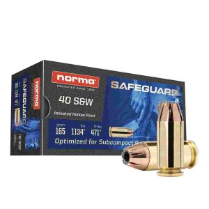 Norma safeguard handgun ammunition. 40 s&w 165gr jhp 1134 fps 50/ct