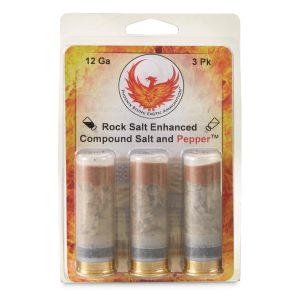 Phoenix rising salt & pepper shotshells rock salt & pepper blast 12ga 2-3/4" less lethal 3/ct
