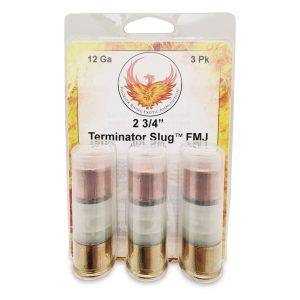 Phoenix rising terminator slug shotshell 12ga 2-3/4" 515gr fmj slug 1520fps 3/ct
