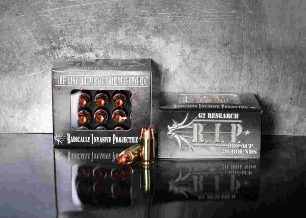 G2 research r. I. P. Handgun ammunition. 380 acp 62 gr hp 1250 fps 20/box