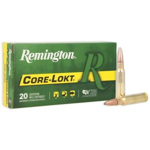 Remington core-lokt rifle ammunition. 308 win 180 gr psp 2620 fps 20/ct