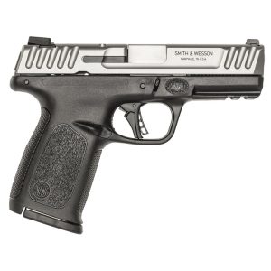 Smith & wesson sd40 2. 0 handgun. 40 s&w 10rd magazine 4" barrel 2-tone black and silver no thumb safety compliant