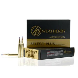 Weatherby select plus rifle ammunition 240 wby mag 100gr sp 2925 fps 3275 fps 20/ct