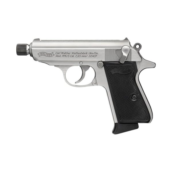 Walther ppk sd/s stainless handgun. 32 auto 7rd magazines(2) 3. 3" barrel