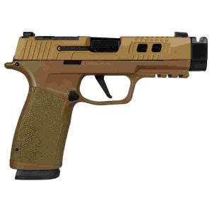 Sig sauer p365 two-tone brown/black xmacro tacops handgun 9mm luger 17rd magazines(4) 4. 2" compensated barrel