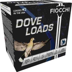 Fiocchi steel target shotshells 20 ga 2-3/4" 7/8oz 1225fps #7 25/ct