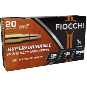 Fiocchi hyperformance hunt sst rifle ammunition. 300 blackout 125gr pt 2200 fps 25/ct