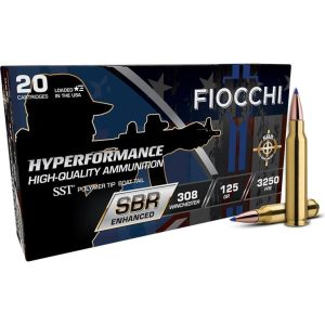 Fiocchi hyperformance sbr sst ammunition. 308 win 125gr pt 3250 fps 20/ct