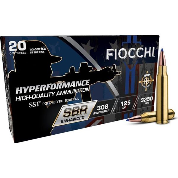 Fiocchi hyperformance sbr sst ammunition. 308 win 125gr pt 3250 fps 20/ct