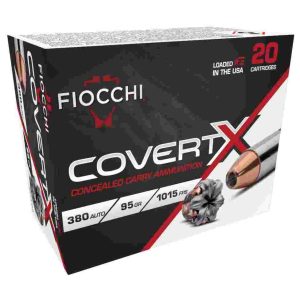 Fiocchi covertx handgun ammunition. 380 auto 95gr jhp 1025 fps 20/ct