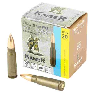 Century arms am8313 kaiser rifle ammunition 7. 62x39 123gr fmj 20/ct