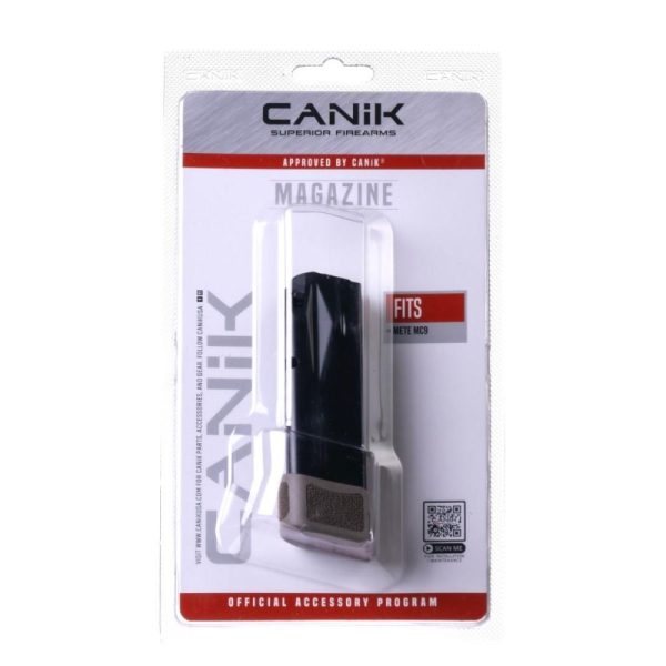 Canik mete mc9 handgun magazine with grip extension fde 9mm luger 15/rd