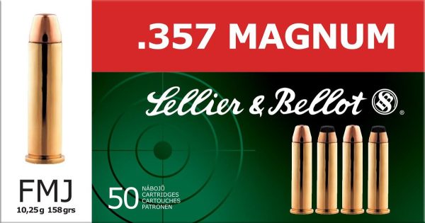 Sellier & bellot pistol & revolver ammo. 357 mag 158 gr fmj 50/box