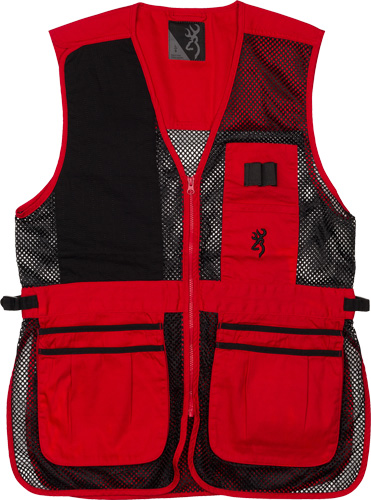 BROWNING MESH SHOOTING VEST - R-HAND 2XL BLACK/RED TRIM - Image 2