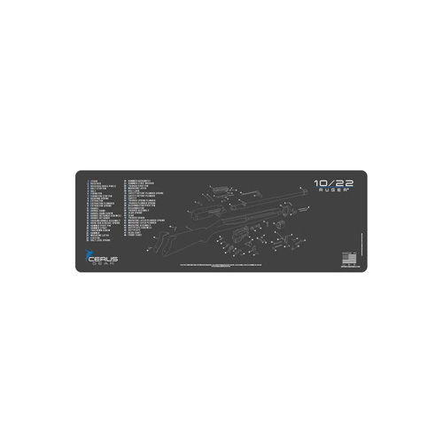 RUGER 10/22 RIFLE MAT - CHARCOAL GRAY/CERUS BLUE, 12" X 36"